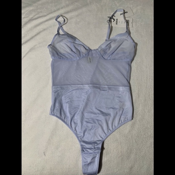 NWT $85 Jason Wu Mesh Band Underwire Thong Bodysuit Heather Ice [‎ Small ] - Picture 3 of 12
